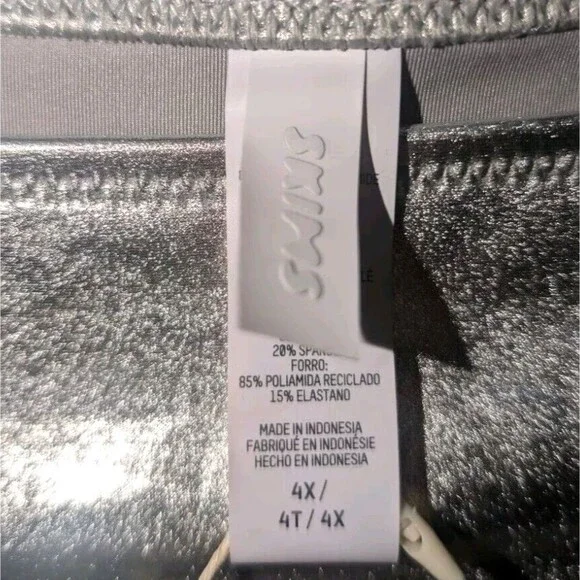 NWT SKIMS Metallic Swim Skimpy Triangle Bottom Side Tie Swimwear Nickle Size 4X - Picture 4 of 12